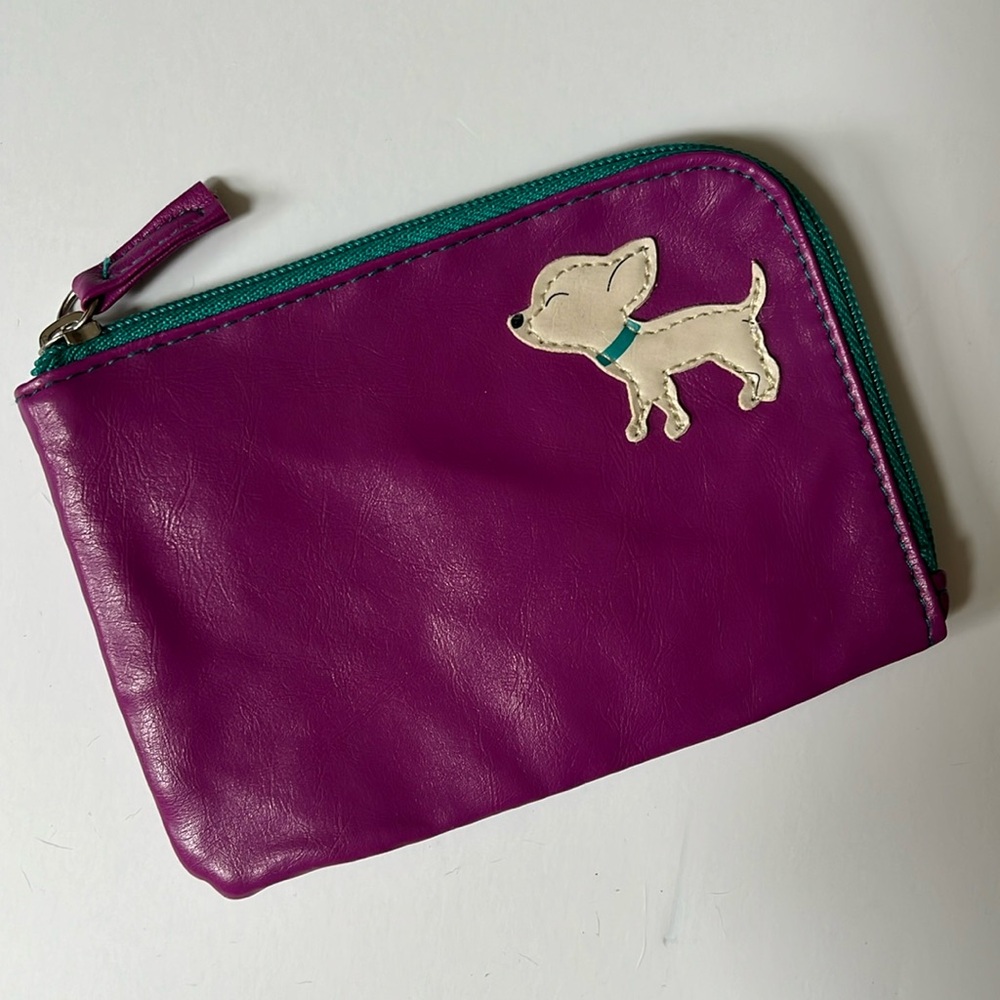 Purple & Teal Wallet Pouch with Dog